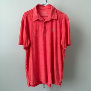 Pudolla sz L Neon Peach Short Sleeve Performance Polo Golf Shirt